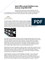 MolMed official notification from the European Patent Office for NGR-hTNF