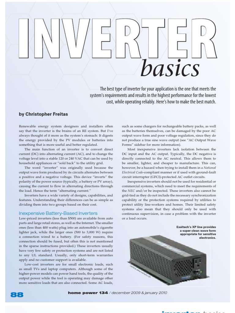 Inverter Basics Power Inverter Direct Current