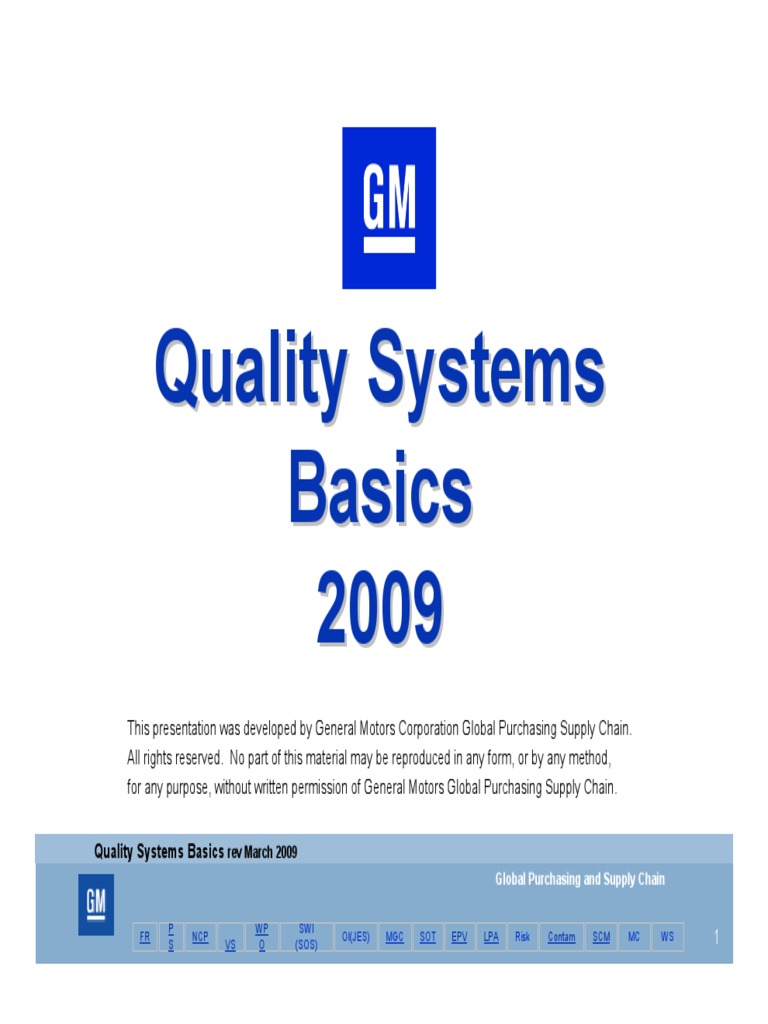 QSB TOOLS GM Quality System Basics Overview Supply Chain Management