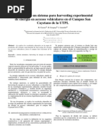 prediseño de un sistema para harvesting experimental de energía en accesos vehiculares en el Campus San Cayetano de la UTPL
