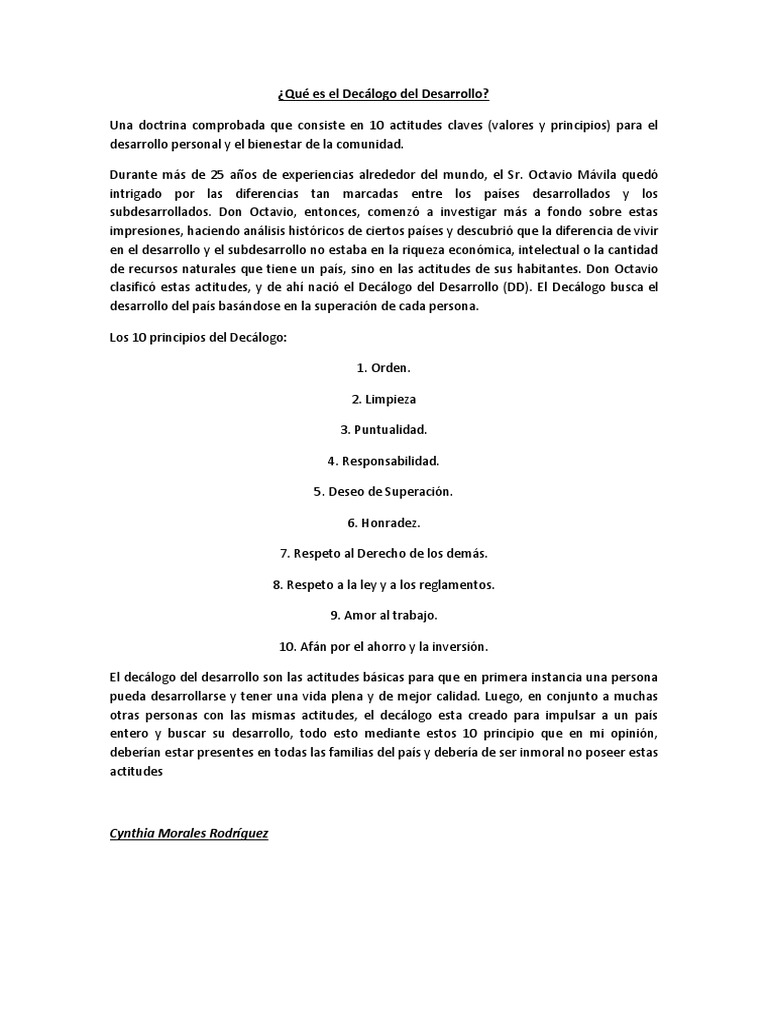 Qué Es El Decálogo Del Desarrollo Pdf