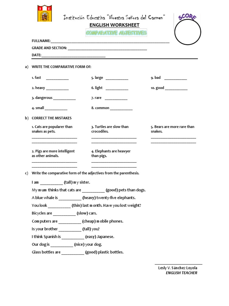 English Worksheet for Students | PDF