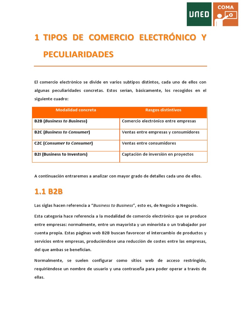 Tipos de Comercio Electrónico | PDF | Comercio electrónico | Los ...