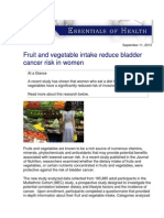 Fruit and Vegetable Intake Reduce Bladder Cancer Risk in Women