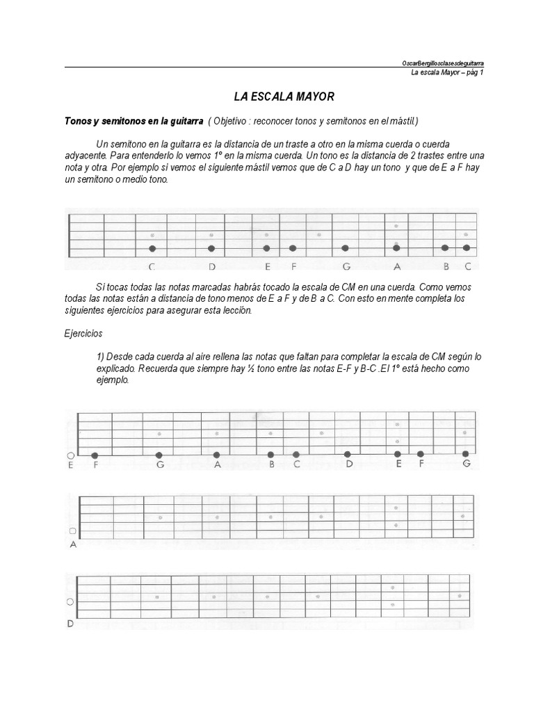 Escala Mayor en Guitarra: Teoría y Ejercicios | PDF | Escala (música ...