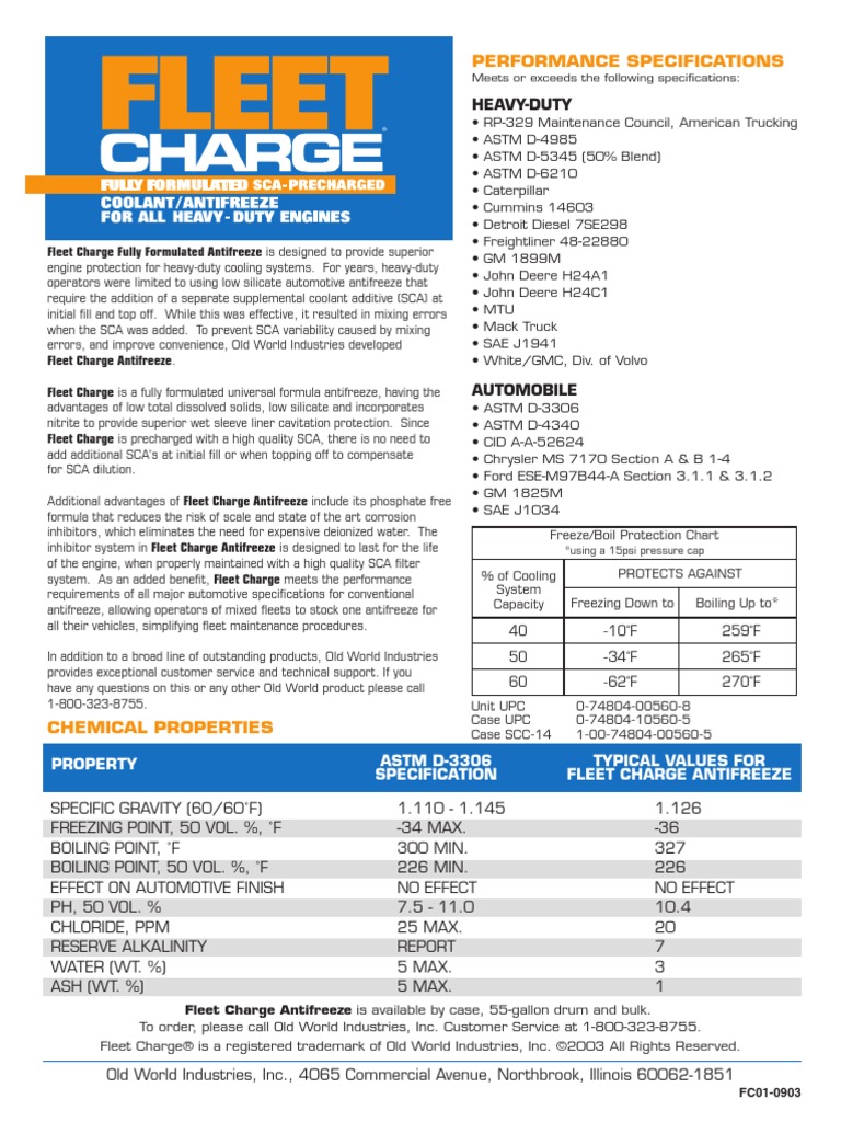 Fleet Charge CoolantAntifreeze Industries Chemistry