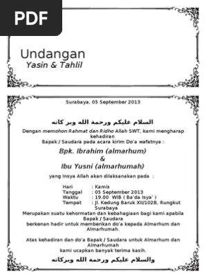 Undangan Tahlil Ms Word