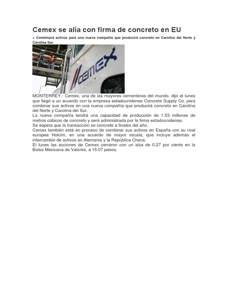 Cemex y USA | PDF