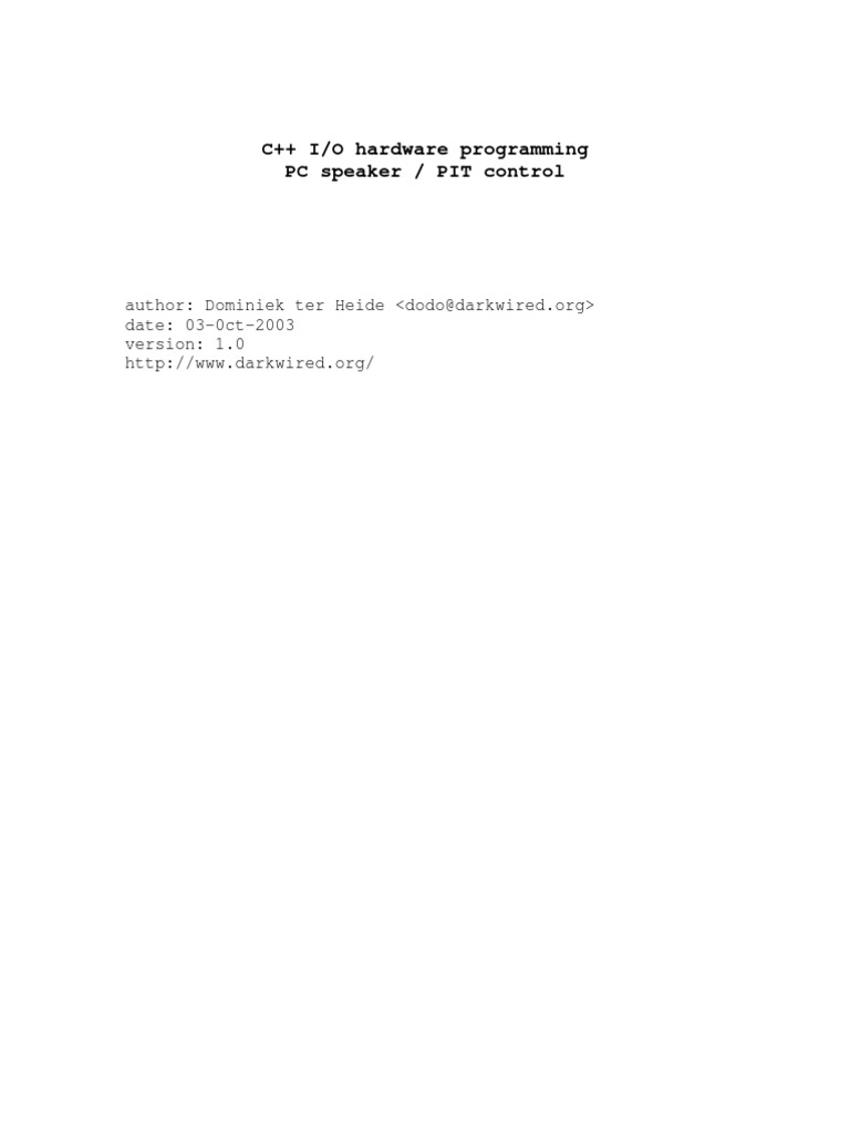 C++ Io Hardware Programming For PC Speakers | PDF | Computer ...