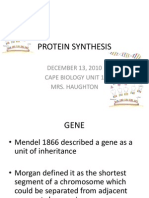 Protein Synthesis: DECEMBER 13, 2010 Cape Biology Unit 1 Mrs. Haughton