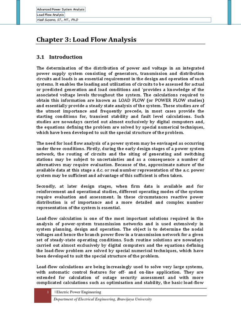 3.0 Load Flow Analysis | PDF | Electrical Engineering | Electricity