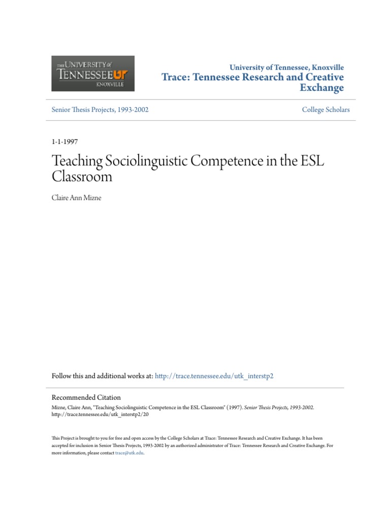 Teaching Sociolinguistic Competence in ESL | PDF | Second Language ...