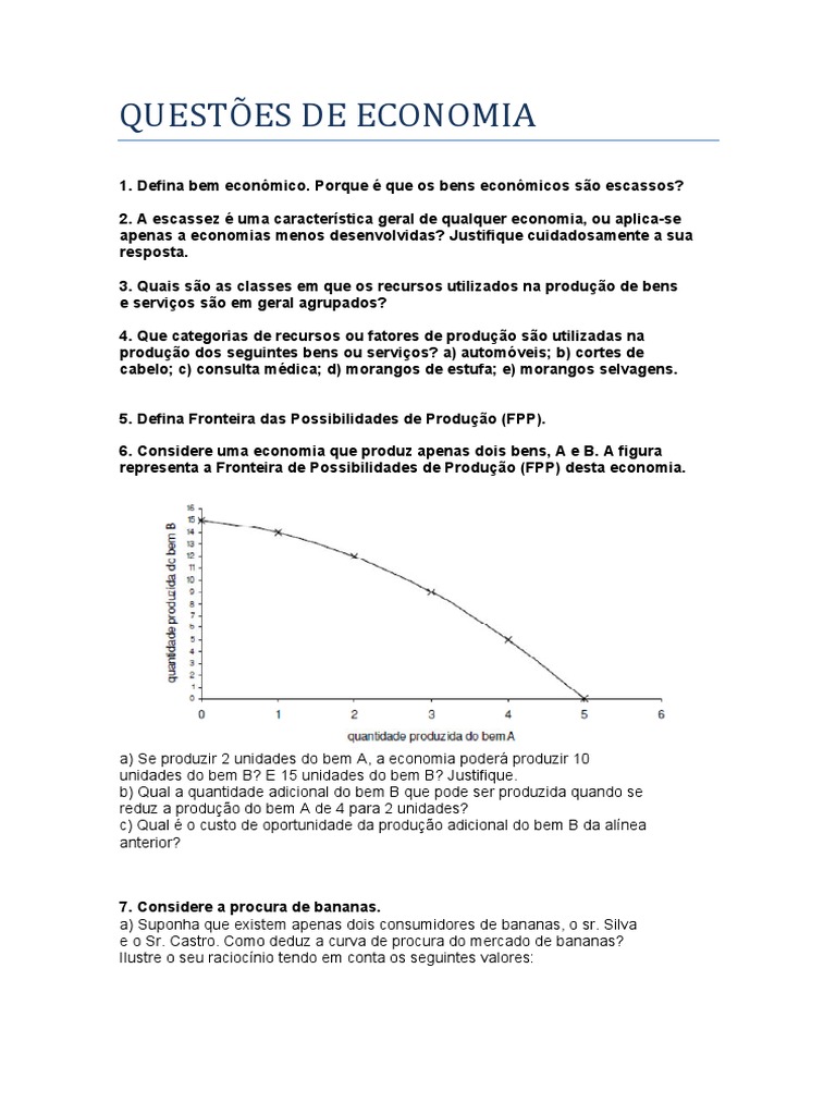 Questoes de Economia | PDF | Demanda | Oferta e procura