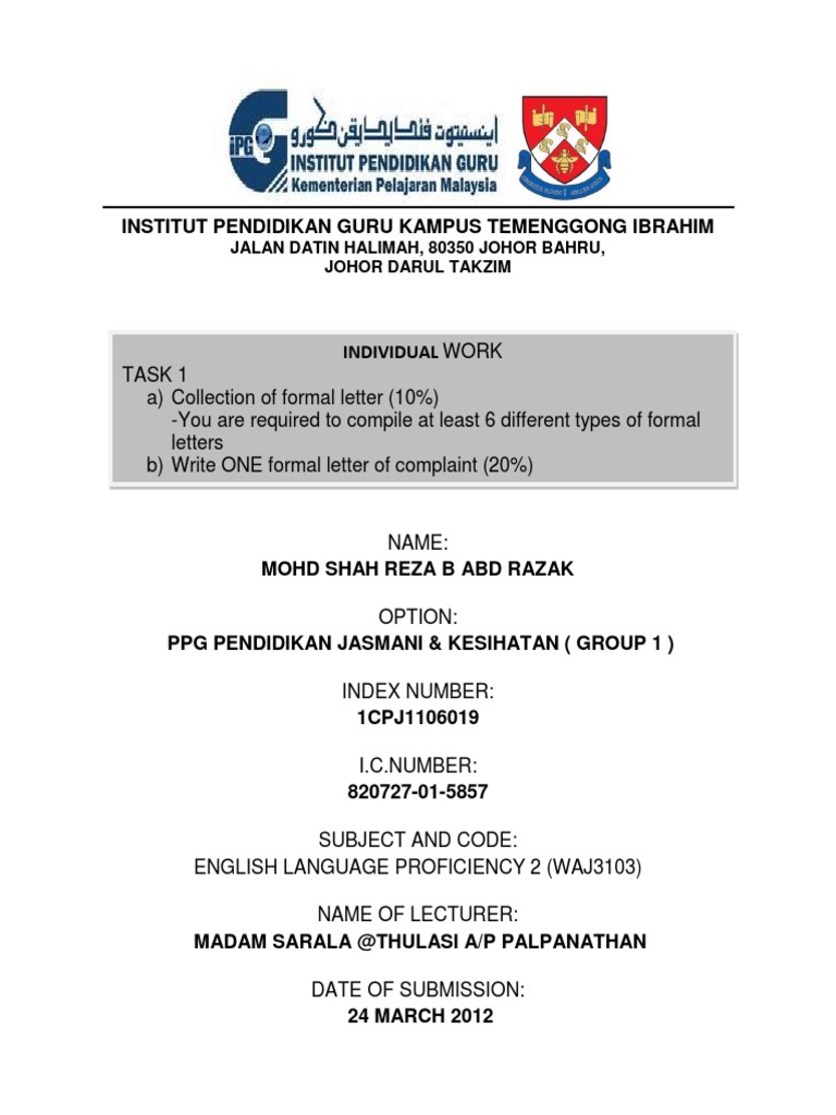 Formal Letter Compilation Assignment | PDF | Career & Growth | Social ...