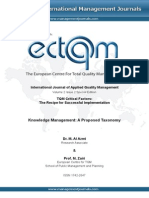 International Management Journals: TQM Critical Factors and Knowledge Management Taxonomy