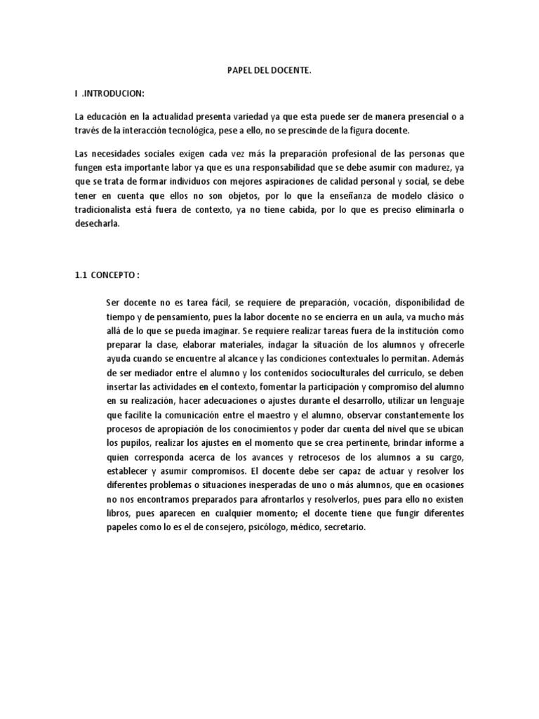 Papel Del Docente en La Sociedad y La Escuela | PDF | Plan de estudios ...