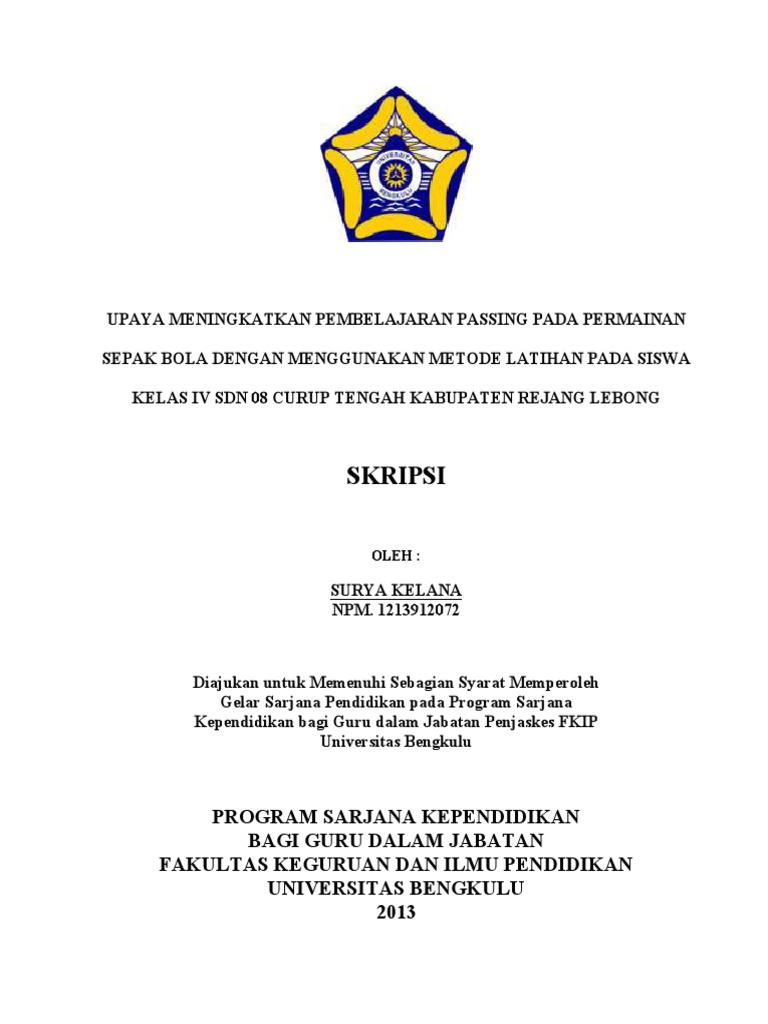 Skripsi Olahraga Sd Ide Judul Skripsi Universitas