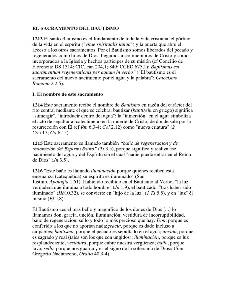 El Sacramento Del Bautismo | PDF