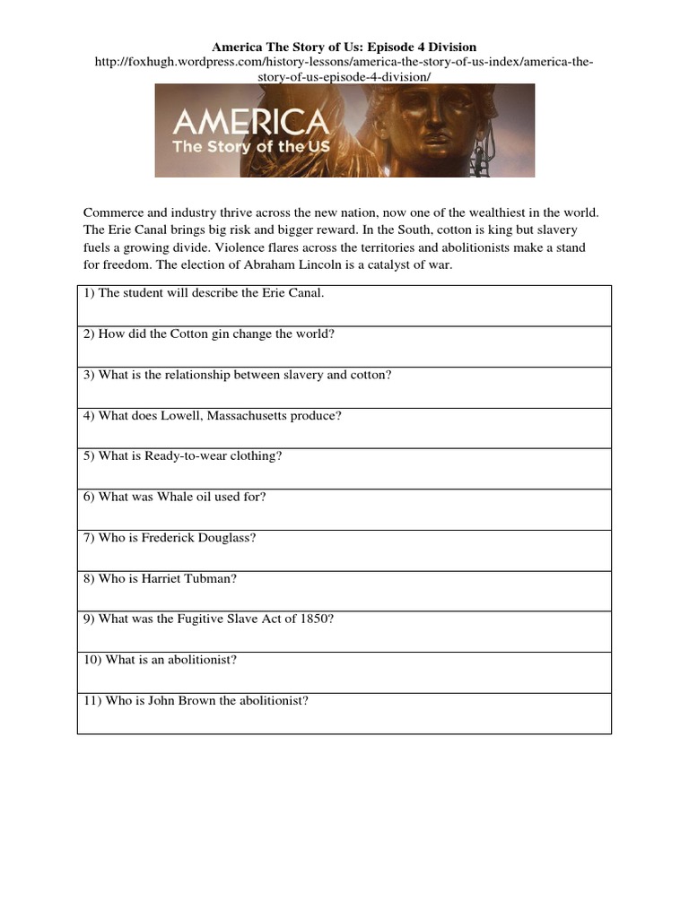 Worksheets America The Story Of Us Worksheets america the story of us episode 4 division worksheet