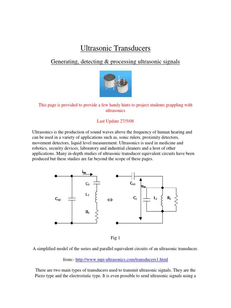 Ultrasonic Transducers | PDF | Amplifier | Inductor