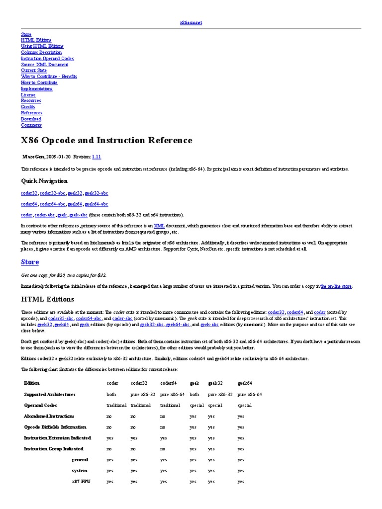 x86 Opcode and Instruction Reference | PDF | Computers | Technology ...