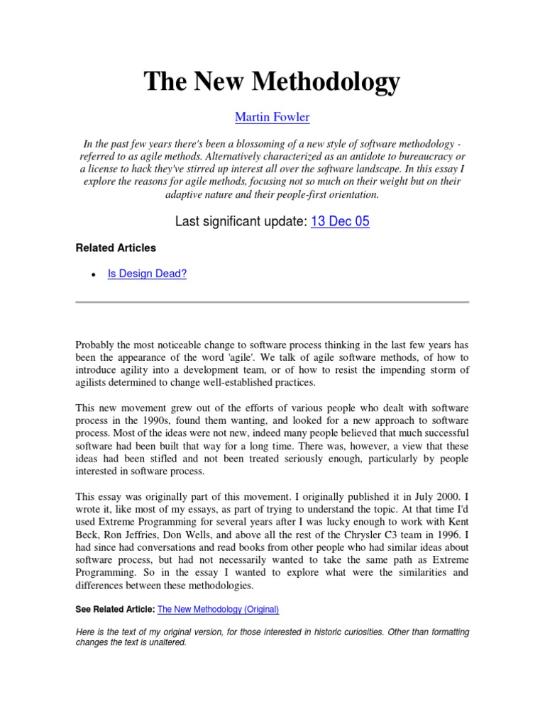 The New Methodology-MartinFowler | PDF | Software Development Process ...