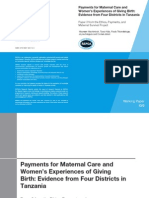 Payments for Maternal Care and Women’s Experiences of Giving Birth