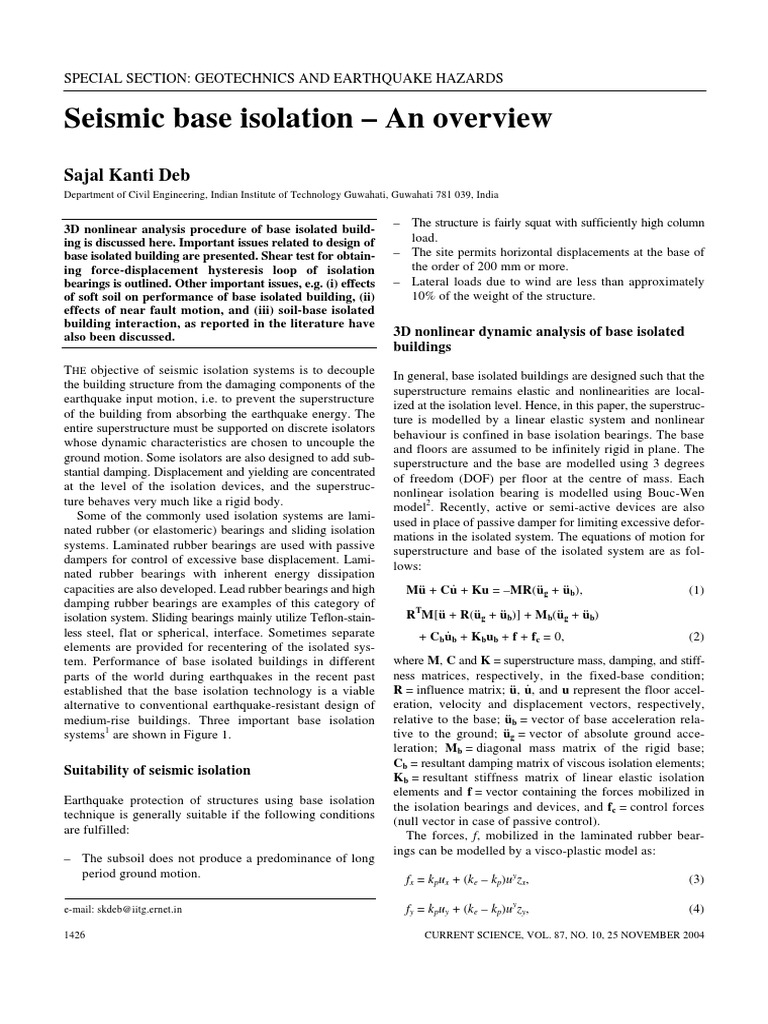 Overview of Seismic Base Isolation Design | PDF | Teaching Methods ...