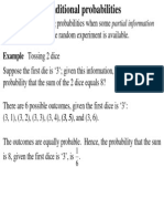 Conditional Probabilities: Example Tossing 2 Dice