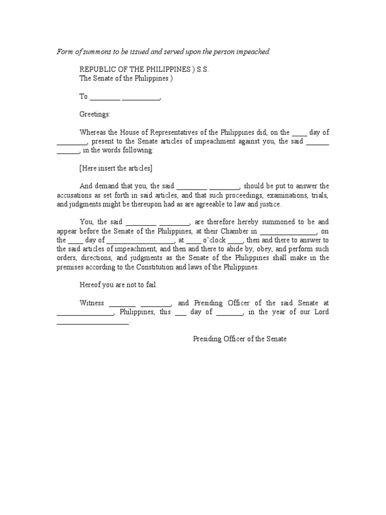Form of Summons | PDF