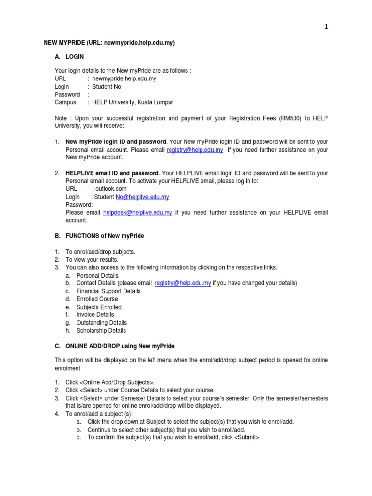 Newmypride Student Guide Password Business