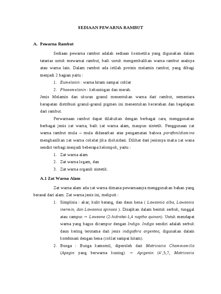 SEDIAAN PEWARNA RAMBUT
