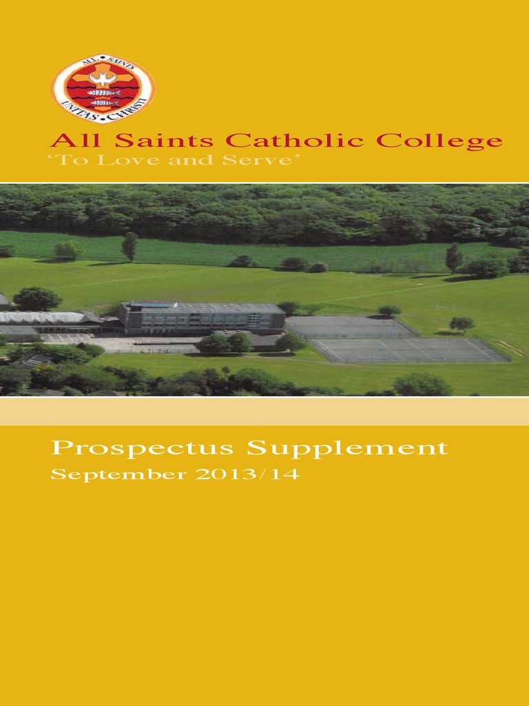 All Saints Catholic College: Prospectus Supplement | PDF | Physical ...