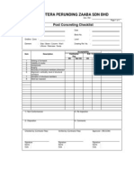 Post Concreting Checklist