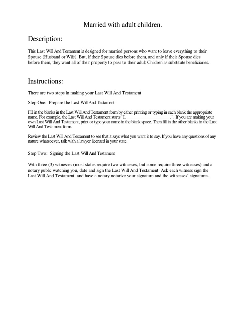 Personal Will PDF Executor Will And Testament