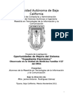 Oportunidades de Mejora Del Sistema Del IMSS "Expediente Electrónico"