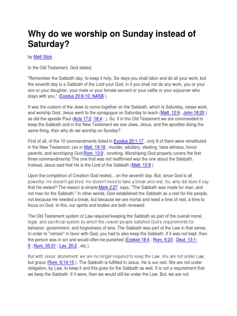 Why do we worship on Sunday instead of Saturday.docx Sabbath