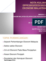 Nota - Ekonomi Malaysia - Minggu 1 - Ekonomi Malaysia Sejarah Dan Perubahan