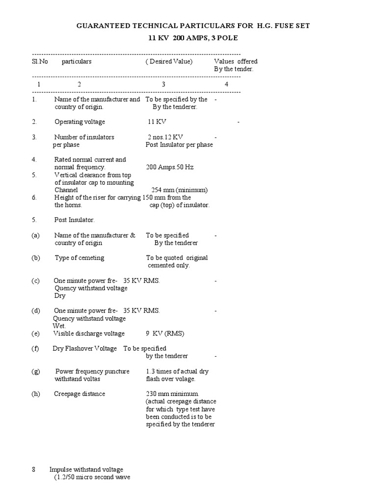 HG Fuse Set 11kv | PDF | Insulator (Electricity) | Electrical Engineering