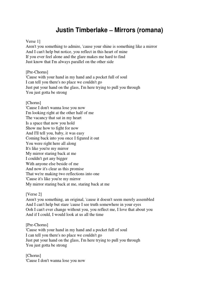 Justin Timberlake Mirrors Romana Justin Timberlake Song Structure