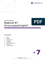 Beginner #7 Do You Speak English?: Lesson Notes