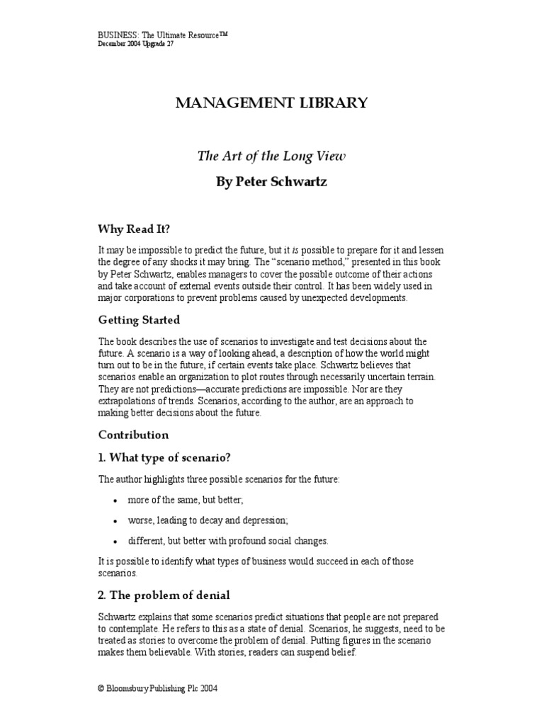 The Art Of The Long View Summary