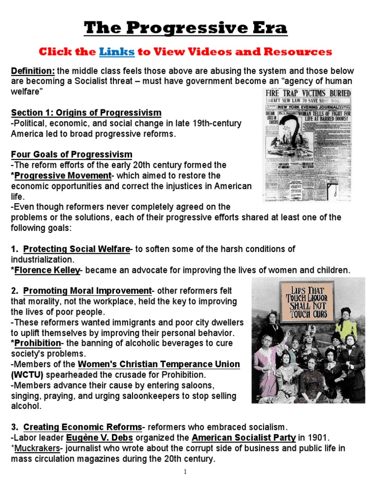 The Progressive Era Summary  PDF  Progressivism In The United Throughout The Progressive Era Worksheet