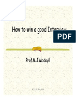 How To Win A Good Interview: Prof.M.J.Modayil