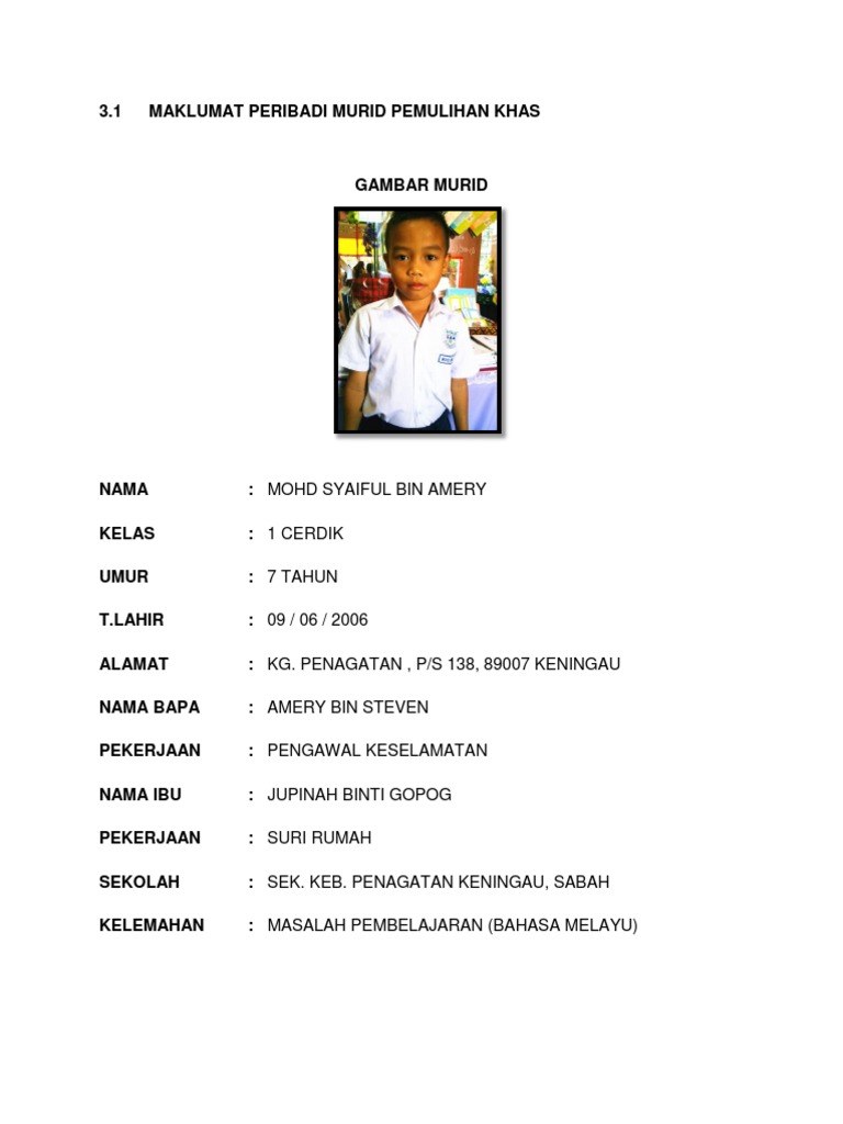 Biodata Murid Pdf