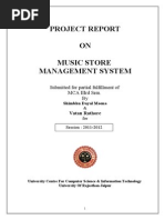 Project Report On Music Store Management System: Submitted For Partial Fulfillment of Mca Iiird Sem. by