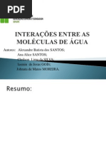 INTERAÇÕES ENTRE AS MOLÉCULAS DE ÁGUA