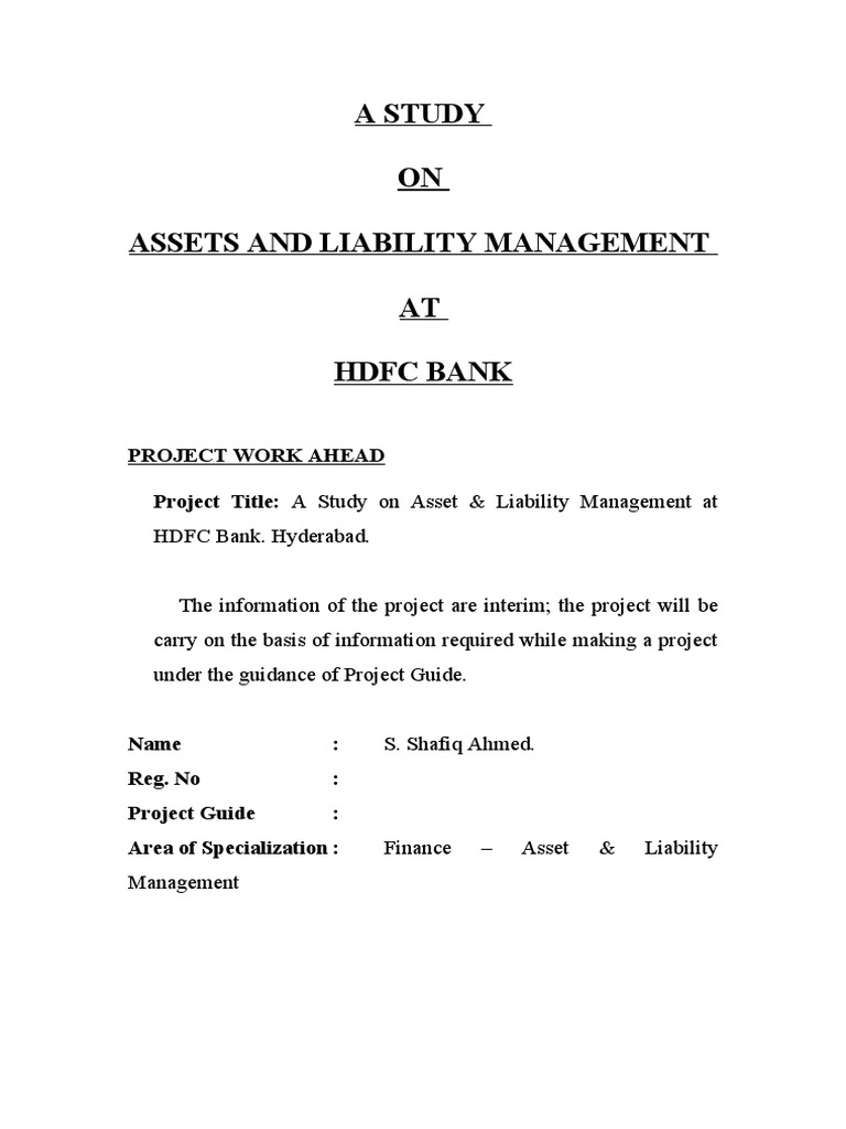 Asset and Liability HDFC PDF Asset Liability Management Reserve
