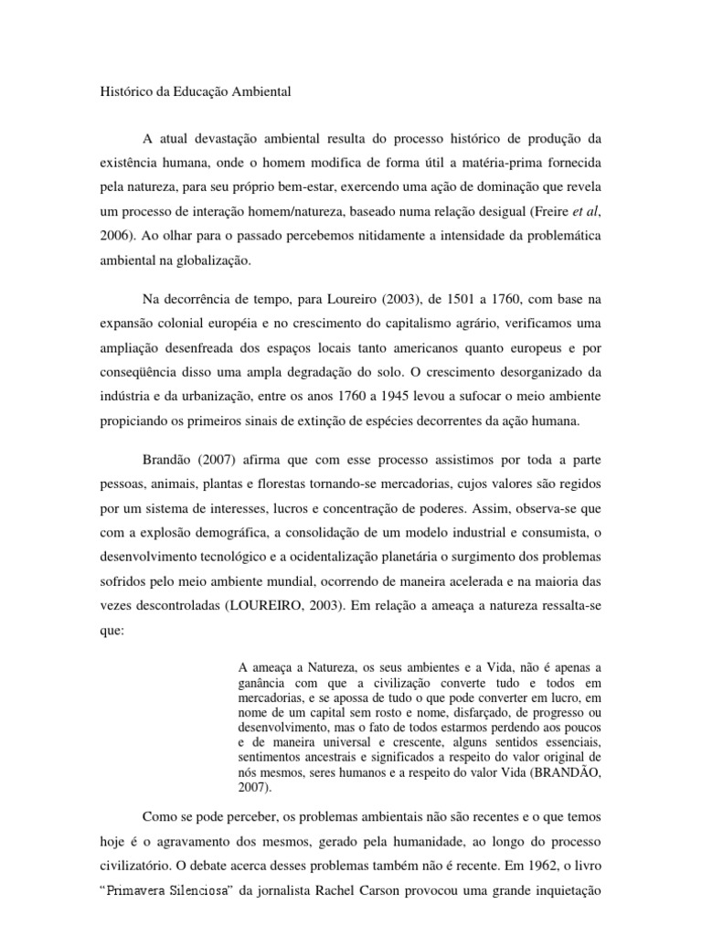 Histórico da Educação Ambiental no Brasil | PDF | Movimento ...