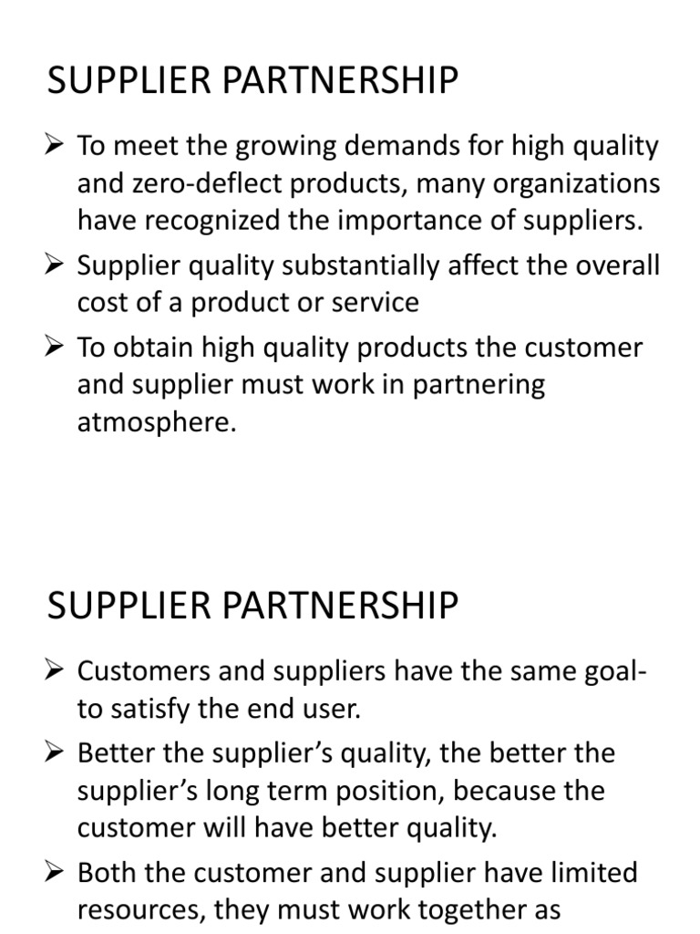 Supplier Partnership | PDF | Supply Chain | Partnership